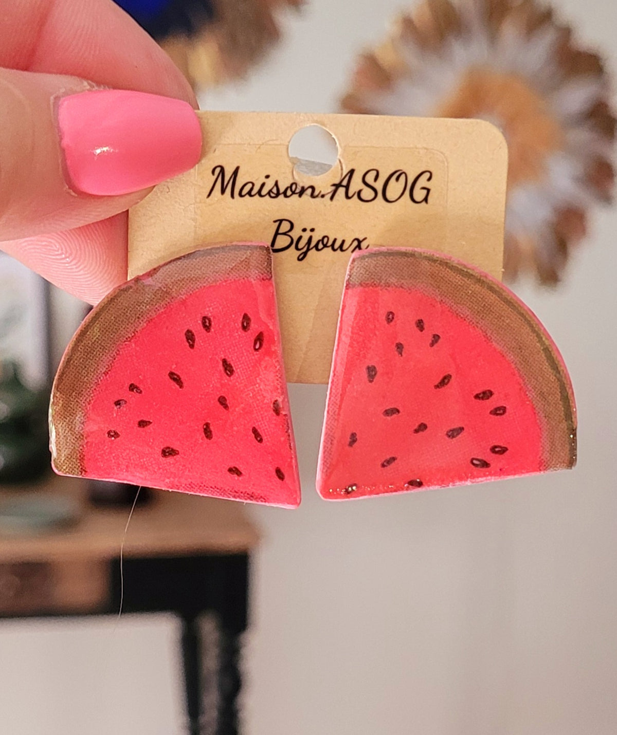 Box Kdo : boucles d'oreille puce quartier et bague forme quartier motif pastèque