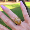 Bague réglable ovale pailletée doré