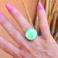 Bague réglable ronde marbrée vert