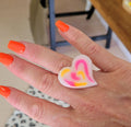 Bague réglable Anna fond blanc fluo rose et orange