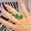 Bague réglable double pastille paillette bleu vert
