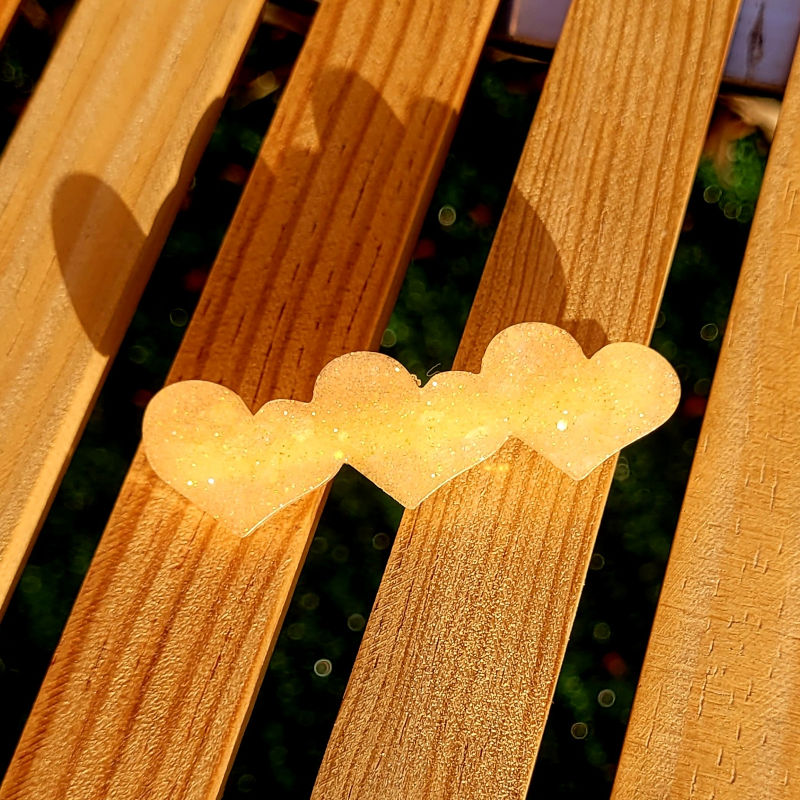 Barrette Coeur paillette orange saumon pastel