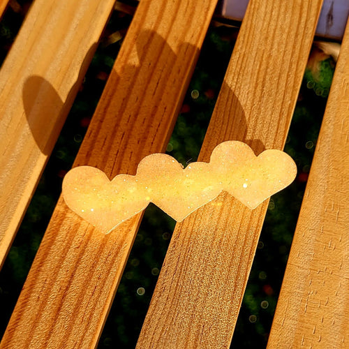 Barrette Coeur paillette orange saumon pastel