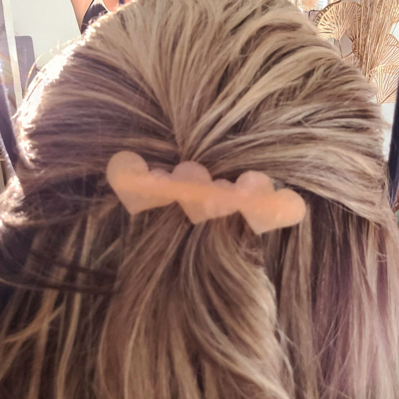Barrette Coeur paillette orange saumon pastel
