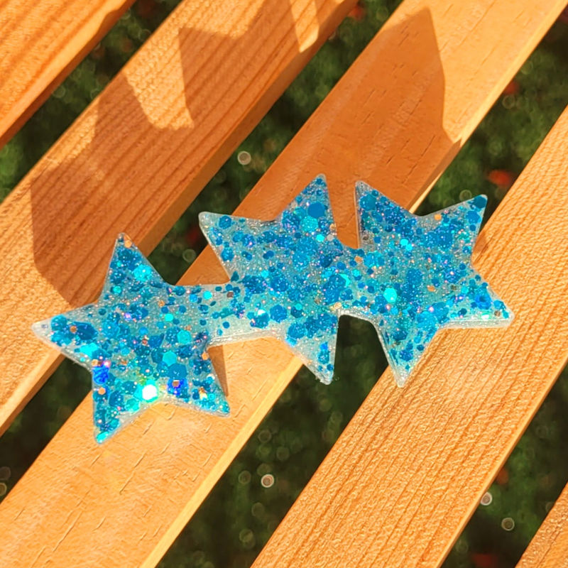 Barrette Etoile paillette bleu azur