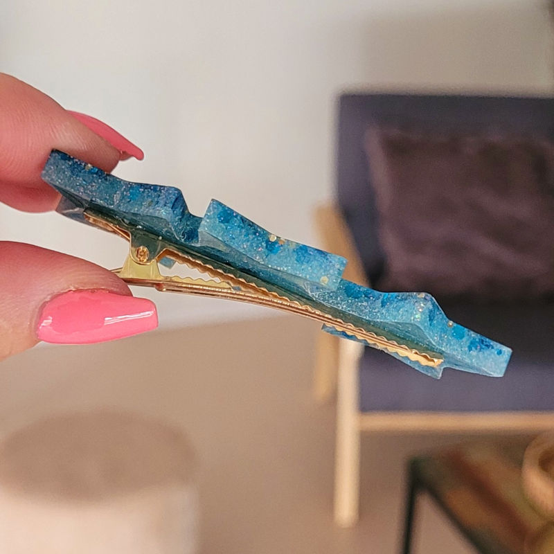 Barrette Etoile paillette bleu azur