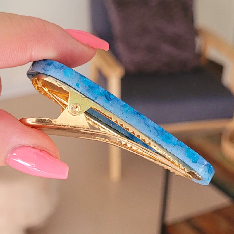 Barrette Goutte paillette bleu azur