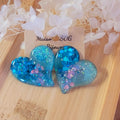 Boucles d'oreilles Anna bleu turquoise paillette grise holographique