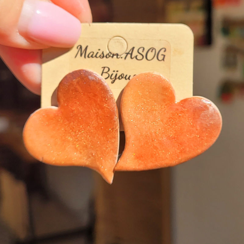 Boucles d'oreilles Anna marron caramel irisé