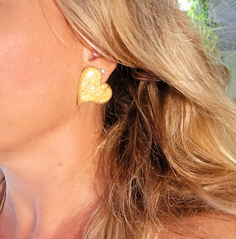 Boucles d'oreilles Anna paillette dorée champagne