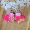 Boucles d'oreilles Anna rose et blanc paillette doré holographique