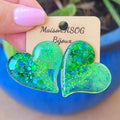 Boucles d'oreilles Anna vert eau pailletée vert et bleu turquoise
