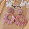 Boucles d'oreilles Camille beige rosé irisé