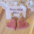 Boucle d'oreille clou boule doré Anna rose pailleté rosé cuivré