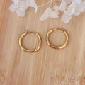 Boucles d'oreilles créole dorée et pampille Bora réversible beige rosé irisé et beige taupe pailleté