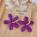 Boucles d'oreilles créole dorée et pampille Paola violine pailleté