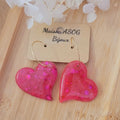 Boucle d'oreille créole dorée Anna rose fushia pailleté