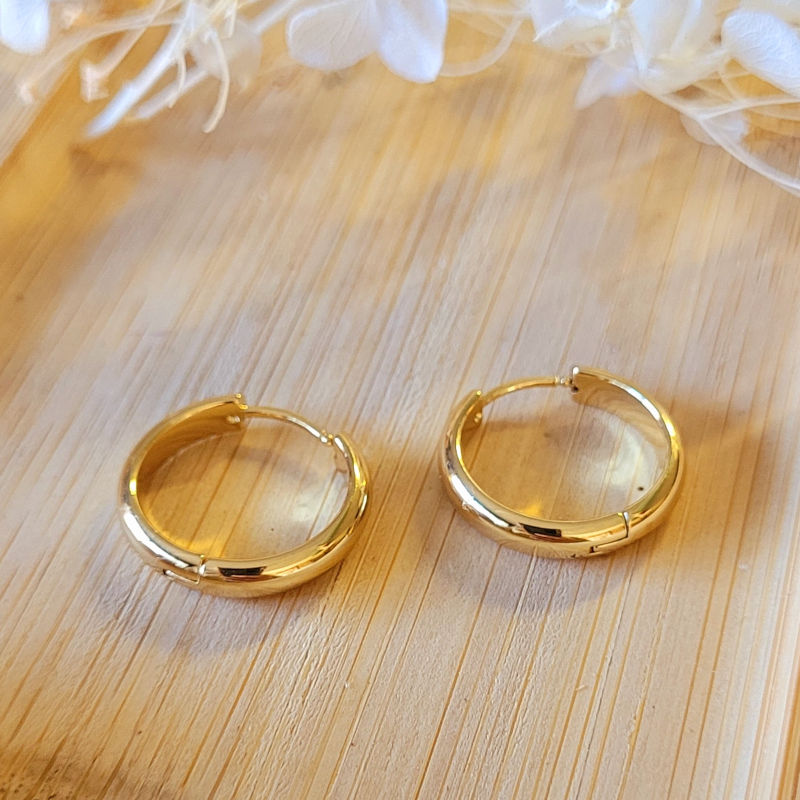 Boucles d'oreille Créole dorée pampille Coeur réversible Léopard rouge doré et pailleté doré