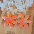 Boucles d'oreilles Flora marbré rose orange jaune beige et doré