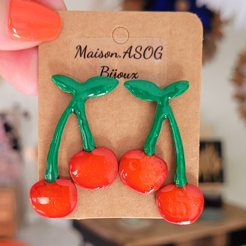 Boucles d'oreilles Fruit Cerise fine