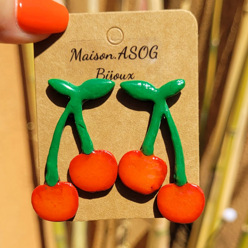 Boucles d'oreilles Fruit Cerise fine
