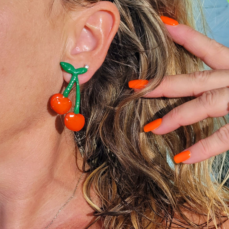Boucles d'oreilles Fruit Cerise fine