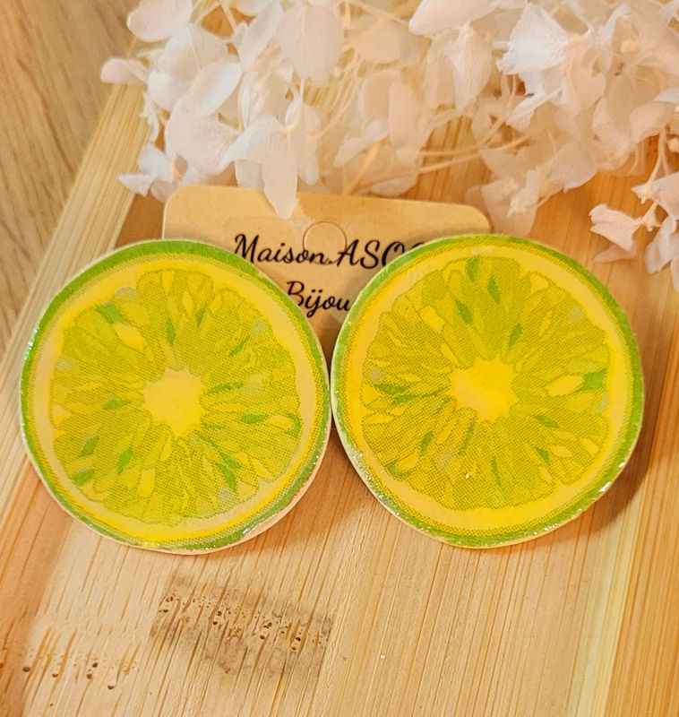 Boucles d'oreilles Fruit puce tranche de citron