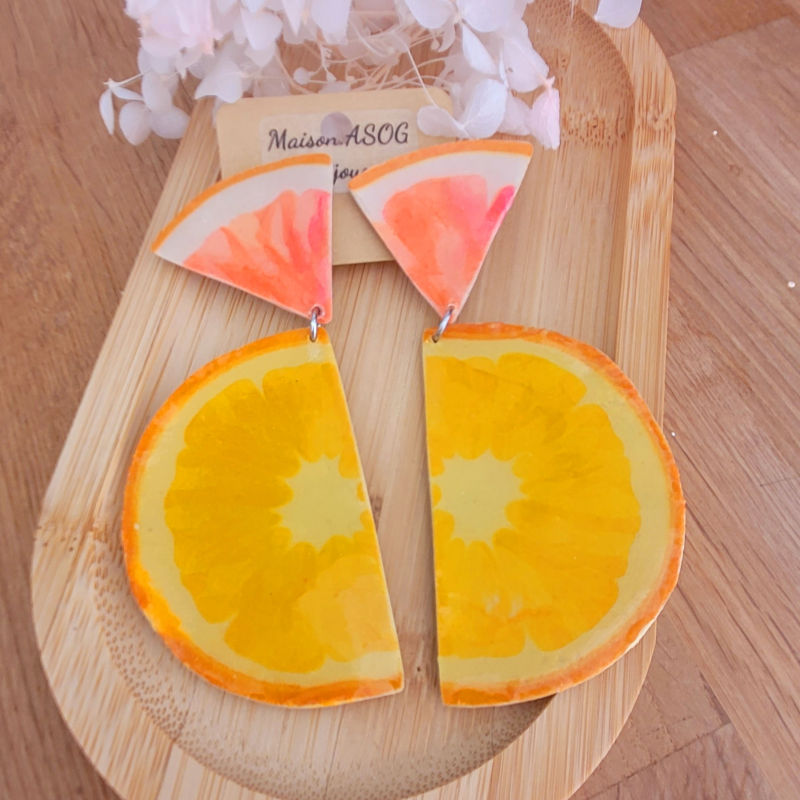Boucle d'oreilles clou quartier Orange