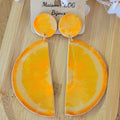 Boucle d'oreilles clou pastille et demi-lune Orange