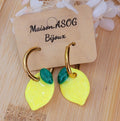 Boucle d'oreilles Créole dorée Pampille Citron