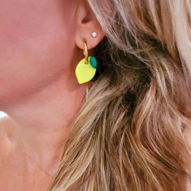 Boucle d'oreilles Créole dorée Pampille Citron