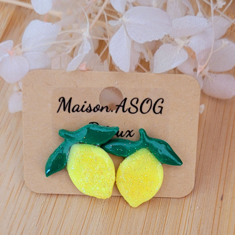 Boucle d'oreilles Puce Citron pailleté
