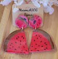 Boucle d'oreilles pastille et quartier Pastèque