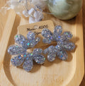 Boucles d'oreilles Giulia paillette grise holographique