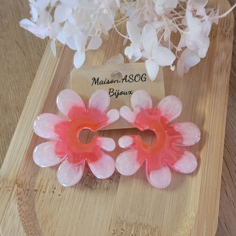 Boucles d'oreilles Giulia dégradé Rouge Rose