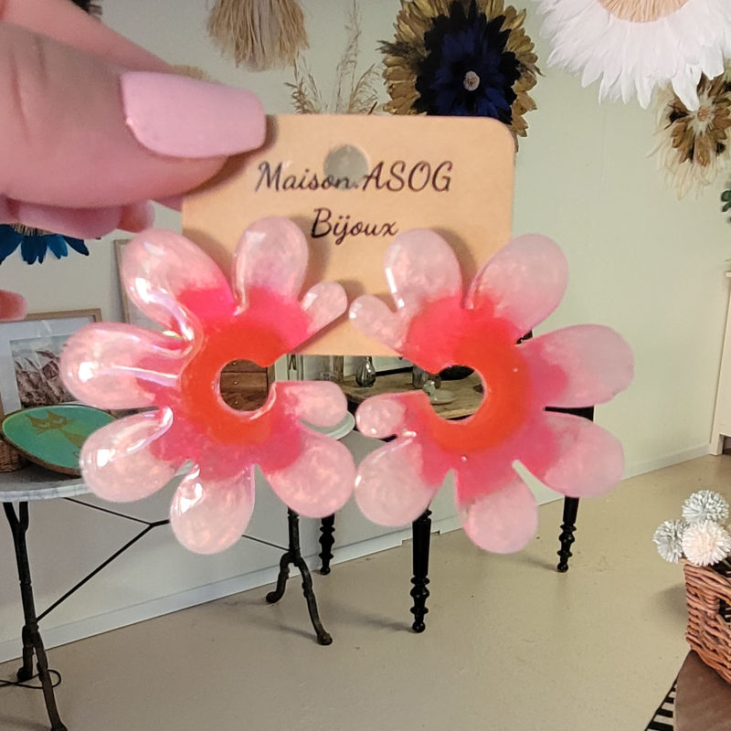 Boucles d'oreilles Giulia dégradé Rouge Rose