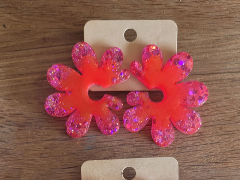 Boucles d'oreilles Giulia Rose Fluo Pailleté