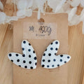 Boucles d'Oreille Love blanche à pois noir