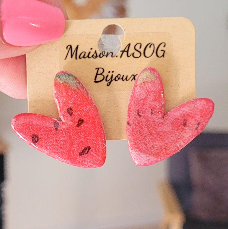 Boucles d'Oreille Love Pastèque