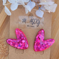 Boucles d'Oreille Love paillette rose fuschia