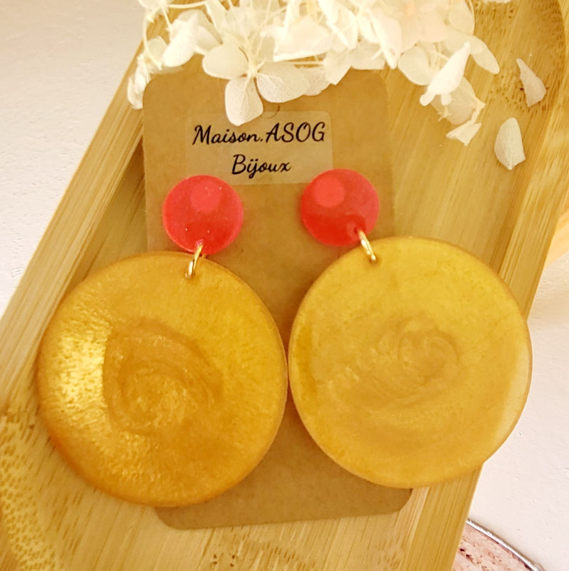 Boucles d'oreilles Margot Rose Fluo et Doré