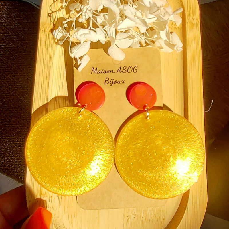 Boucles d'oreilles Margot Rose Fluo et Doré