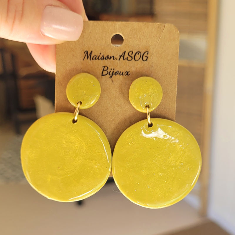 Boucle d'oreille Margot vert anis irisé