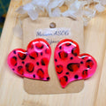 Boucles d'oreille Maxi Anna Léopard rose fluo orange et rouge