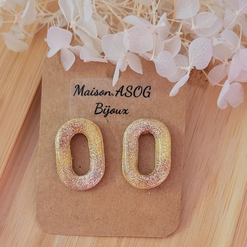 Boucles d'oreilles Mia paillette dorée holographique