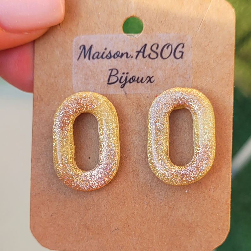 Boucles d'oreilles Mia paillette dorée holographique