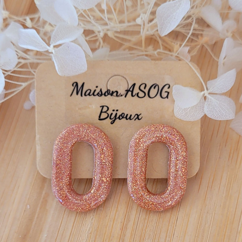 Boucles d'oreille Mia pailleté rosé cuivré
