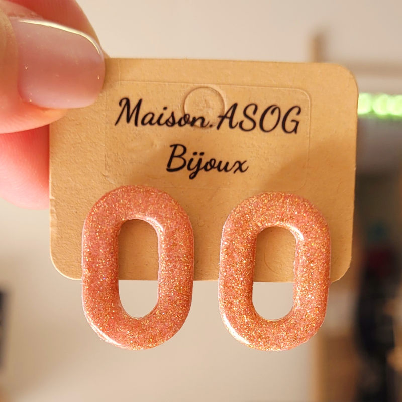 Boucles d'oreille Mia pailleté rosé cuivré