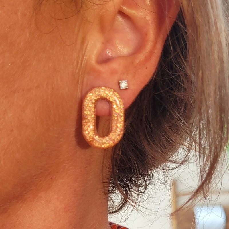 Boucles d'oreille Mia pailleté rosé cuivré