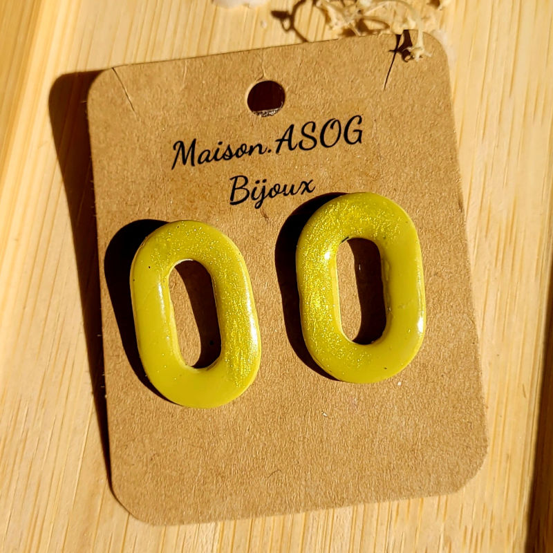 Boucles d'oreilles Mia vert anis irisé